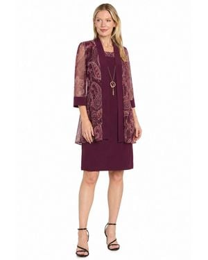 R & M Richards 2-piece Printed Jacket Dress - Red