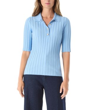 Dee Ocleppo Ribbed Knit Collar Top - Blue
