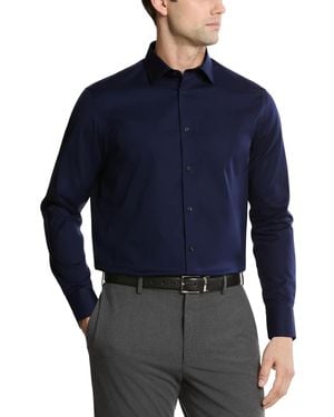 Calvin Klein Refined Cotton Stretch Regular Fit Dress Shirt - Blue
