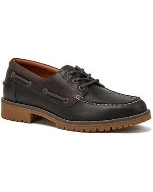 Lands' End Seaport Leather Lace Up Boat Shoes - Black
