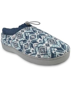 Heat Holders Emma Fair Isle Knit Drawstring Slippers - Blue
