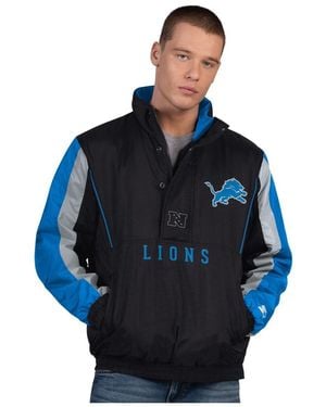 Starter Black Detroit Lions Thursday Night Gridiron Half-zip Jacket - Blue