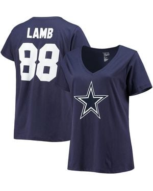 Fanatics Ceedee Lamb Dallas Cowboys Plus Size Name And Number V-neck T-shirt - Blue