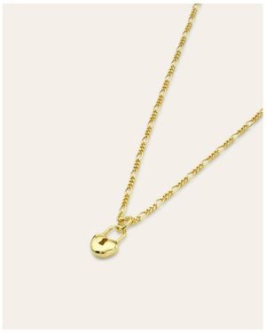 Zoe Lev Heart Lock Figaro Necklace - Natural