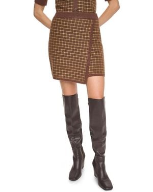 DKNY Window Pane Plaid Pull-on Mini Skirt - Natural