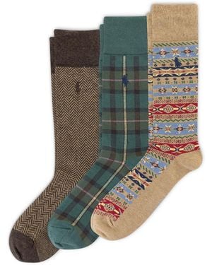 Polo Ralph Lauren 3-pack Novelty Pattern Slack Socks - Green