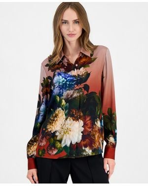 Tahari Shae Long-sleeve Button-down Floral-print Blouse - Multicolor