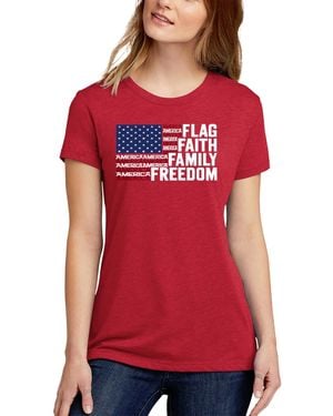 LA Pop Art Premium Blend Faith Flag Word Art T-shirt - Red