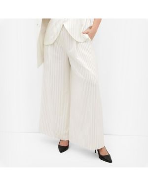 City Chic Pinstripe Wide Leg Pant - White