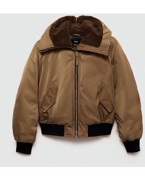 Mango Fleece Lining Bomber Jacket - Brown