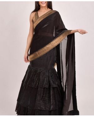 Ras Ruffle Saree - Black