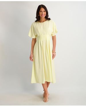 Kensie Dolman-sleeve Cinched-waist Midi Dress - Yellow