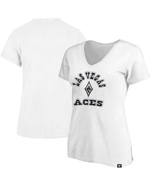 '47 X Profile Las Vegas Aces Logo Lockup Plus Size V-neck T-shirt - White