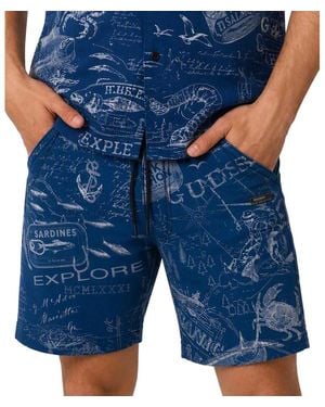 Guess Marine Voyage Pull-on Print Shorts - Blue