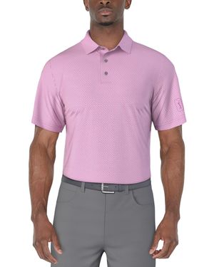 PGA TOUR Short Sleeve Geo Print Polo Shirt - Purple