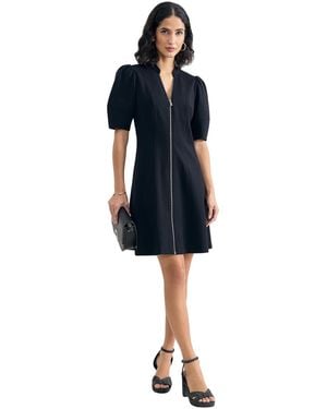 Phase Eight Alima Ponte Zip A-line Dress - Blue