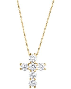 Badgley Mischka Lab Grown Diamond Cross Pendant Necklace (5 Ct. T.w. - Metallic