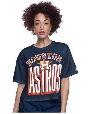 Starter Houston Astros Play The Ball Boxy Cropped T-shirt - Blue