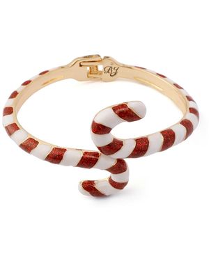 Betsey Johnson Red Santa Baby Candy Cane Bangle Bracelet - White