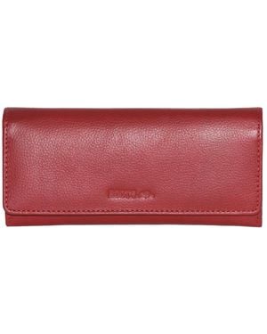 ROOTS Ladies Slim Leather Clutch Wallet - Red