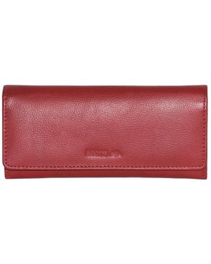 ROOTS Ladies Slim Leather Clutch Wallet - Red