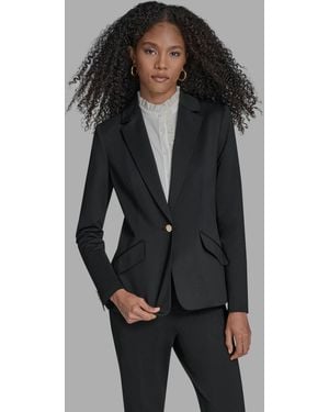 BCBGMAXAZRIA Padded Shoulder One Button Jacket - Black