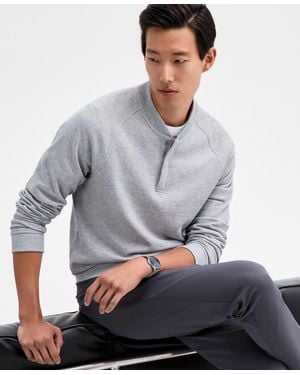Alfani Long Sleeve Quarter-snap French Terry Sweatshirt - Gray