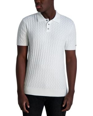 Karl Lagerfeld Textured Short-sleeve Sweater Polo Shirt - White