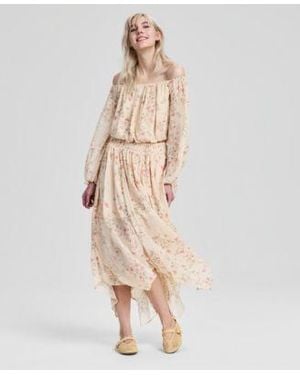 And Now This Now This Off The Shoulder Top Handkerchief Hem Midi Skirt Macys Exclusive - Natural
