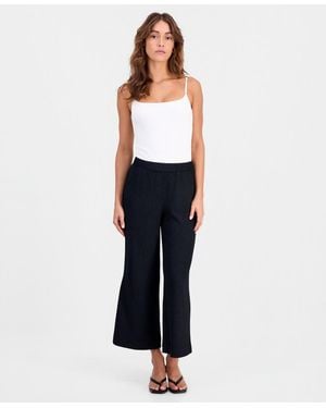 BarIII Textured Pull-on Wide-leg Pants - Blue