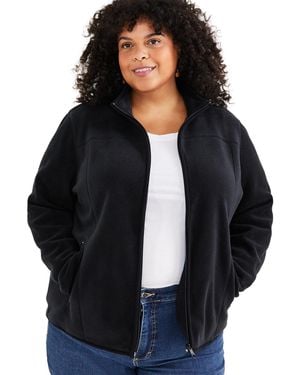 Style & Co. Plus Size Solid Polar Fleece Zip-front Jacket - Blue