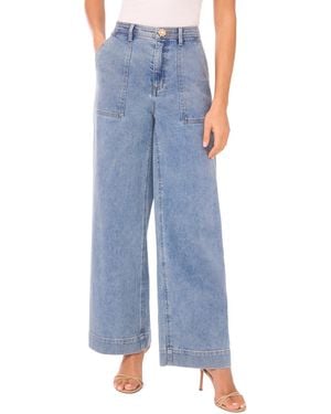 Cece Wide Leg Patch Pocket Jeans - Blue