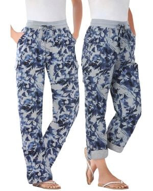 Woman Within Within Convertible Length Cargo Pant/capri - Blue