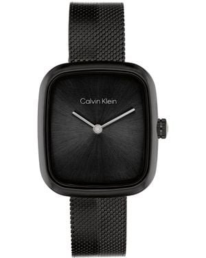 Calvin Klein Adore Ionic Plated Steel Mesh Bracelet Watch - Black
