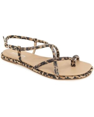 Kenneth Cole Waltz Strappy Square Toe Flat Sandals - Metallic