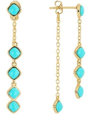 Macy's Gold-plated Genuine Lapis Howlite Turquoise Front And Back Drop Earrings - Blue