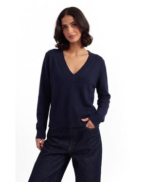 Chinti & Parker Wool/cashmere-blend V-neck Long-sleeve Sweater - Blue