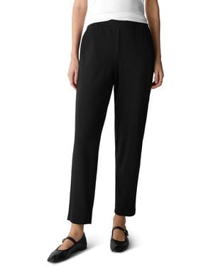 Eileen Fisher Hug Slouchy Brushed Terry Ankle Pant - Black