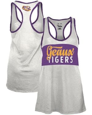 Pressbox White/purple Lsu Tigers Tracy Racerback Burnout Tank Top - Gray