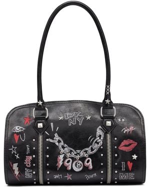 DKNY Cedar Medium Adjustable Strap Satchel Handbag - Black