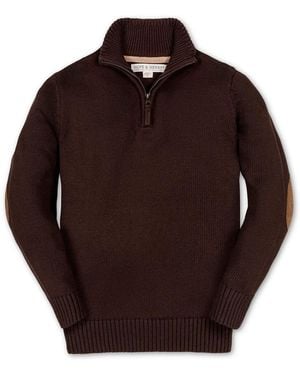 Hope & Henry Boys Organic Half Zip Pullover Sweater - Brown