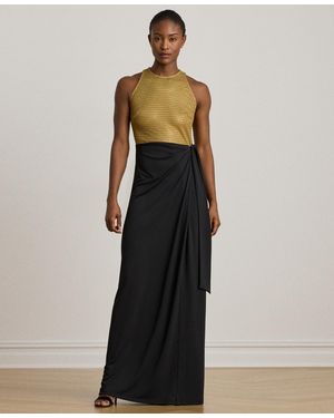 Ralph Lauren Beaded Mesh & Jersey Tie-front Gown - Multicolor