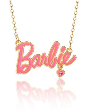 Barbie Flash Yellow Gold Plated Logo Necklace - Pink
