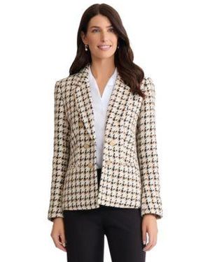 Jones New York Long Sleeve Faux Double Breasted Blazer - White