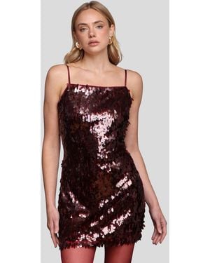 Avec Les Filles Square Neck Open Back Mini Dress - Red