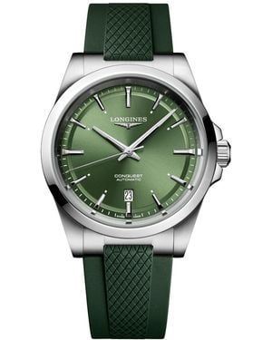 Longines Conquest Automatic Green Rubber Watch 41mm