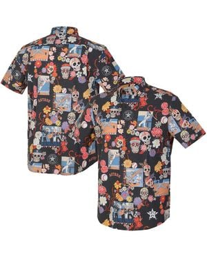 Reyn Spooner Houston Astros Dia De Los Muertos Performance Full-button Aloha Shirt - Blue
