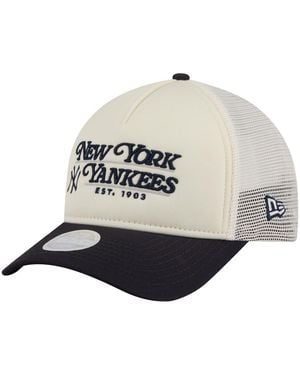 KTZ Light Beige/navy New York Yankees Retro 9forty M-crown A-frame Trucker Adjustable Hat - Gray