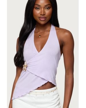 Edikted Arian Starfish Asymmetric Halter Top - White