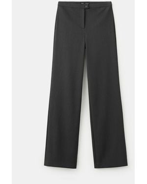 Mango Straight Mid-rise Pants - Gray